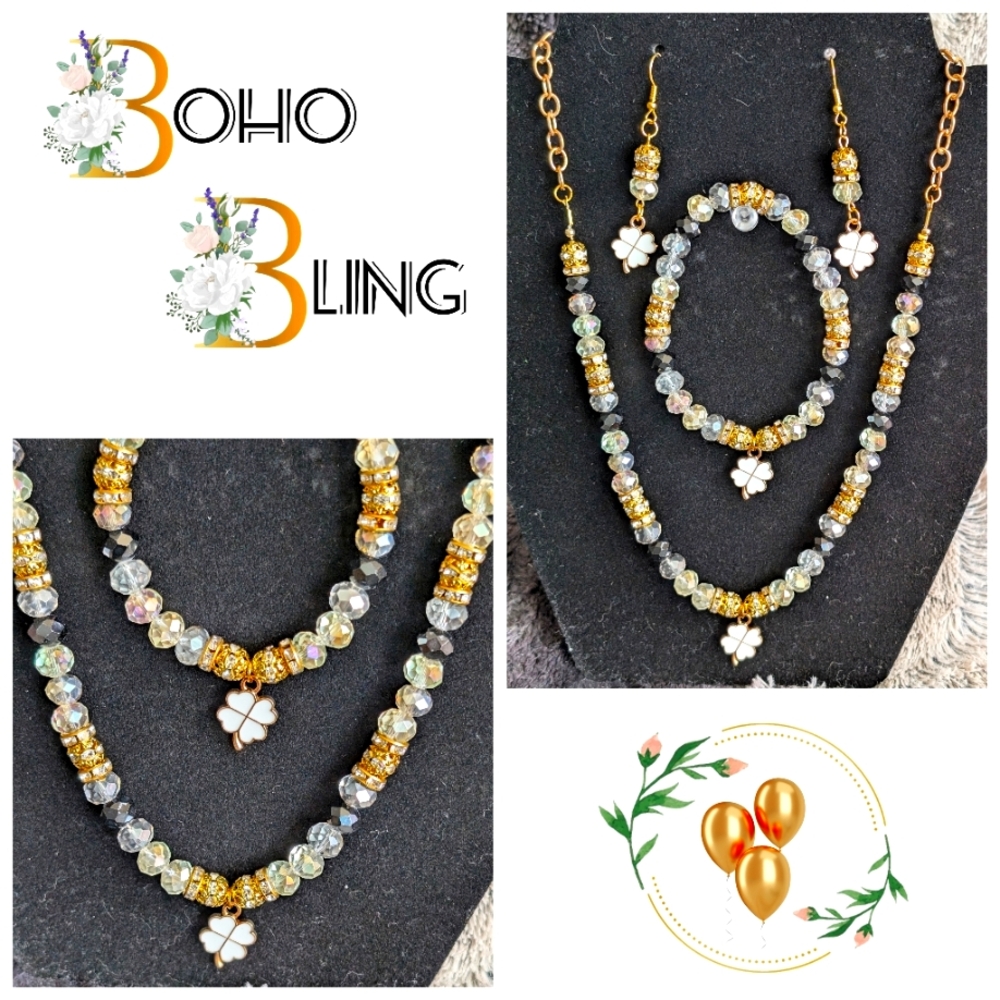 LUCKY CHARM" Boho Bling Set Handmade Beaded Jewelry